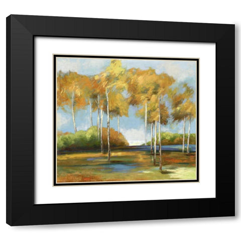 Breezy Birches Black Modern Wood Framed Art Print with Double Matting by PI Studio