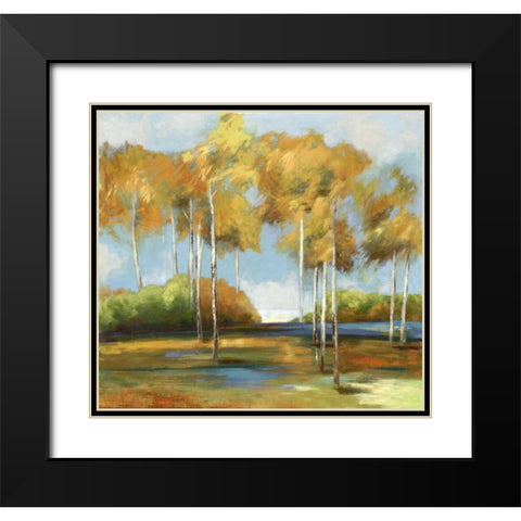 Breezy Birches Black Modern Wood Framed Art Print with Double Matting by PI Studio