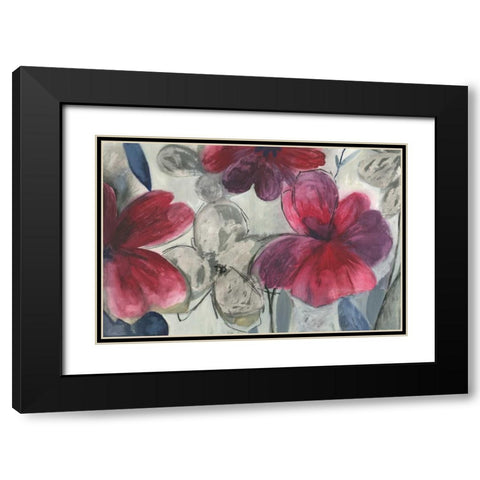 Cartagena Floral  Black Modern Wood Framed Art Print with Double Matting by PI Studio