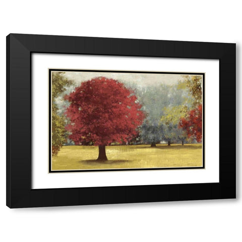 Summer Days - Red Black Modern Wood Framed Art Print with Double Matting by PI Studio