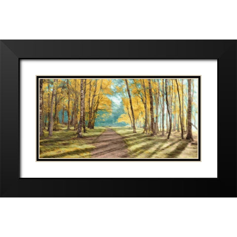 Pathfinder Black Modern Wood Framed Art Print with Double Matting by PI Studio