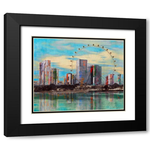 Sunset Roundabout Black Modern Wood Framed Art Print with Double Matting by PI Studio