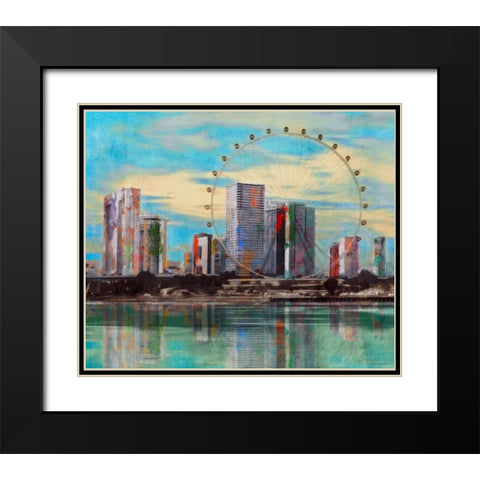 Sunset Roundabout Black Modern Wood Framed Art Print with Double Matting by PI Studio