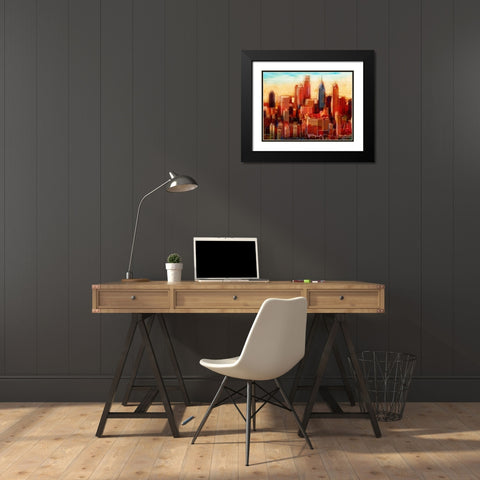 Philadelphia Skyline Black Modern Wood Framed Art Print with Double Matting by PI Studio