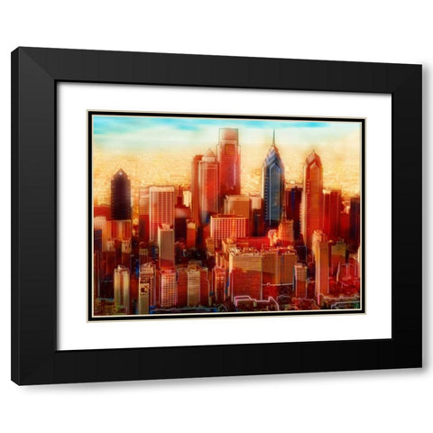 Philadelphia Skyline Black Modern Wood Framed Art Print with Double Matting by PI Studio