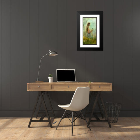 Nymph Kiss I Black Modern Wood Framed Art Print with Double Matting by PI Studio