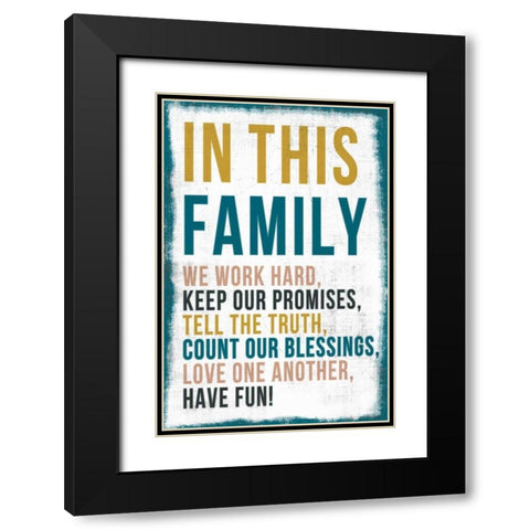 Family Rules Chalkboard Black Modern Wood Framed Art Print with Double Matting by PI Studio