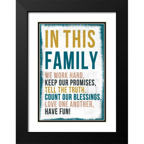 Family Rules Chalkboard Black Modern Wood Framed Art Print with Double Matting by PI Studio