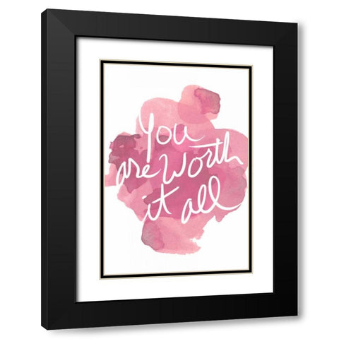 Watercoulours Pink Type III Black Modern Wood Framed Art Print with Double Matting by PI Studio