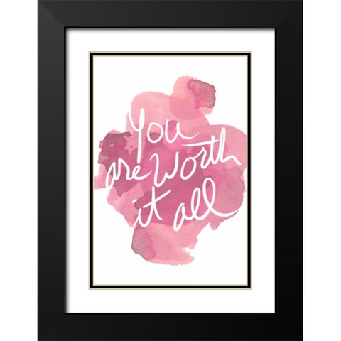 Watercoulours Pink Type III Black Modern Wood Framed Art Print with Double Matting by PI Studio