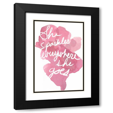 Watercolour Pink Type V Black Modern Wood Framed Art Print with Double Matting by PI Studio
