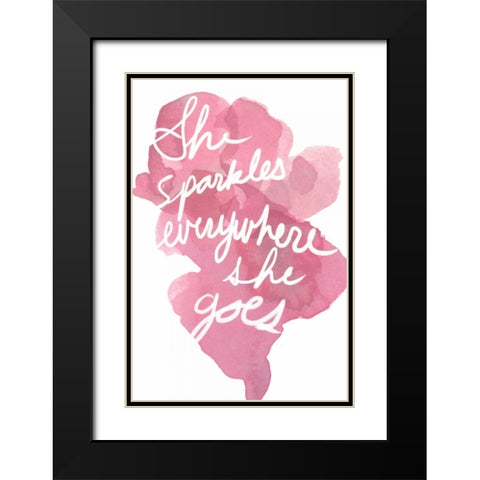 Watercolour Pink Type V Black Modern Wood Framed Art Print with Double Matting by PI Studio