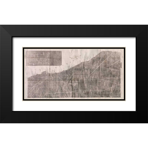 Vintage Map Black Modern Wood Framed Art Print with Double Matting by PI Studio