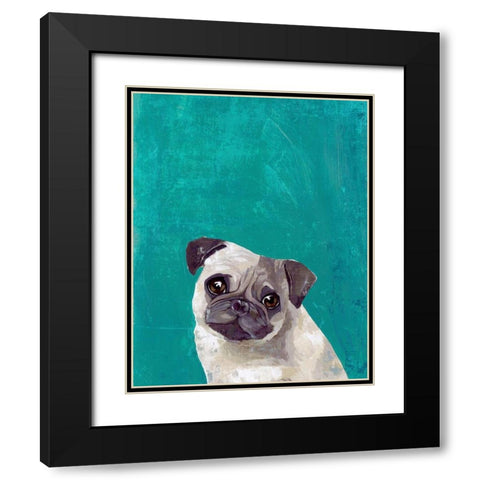 Pug Puppy  Black Modern Wood Framed Art Print with Double Matting by PI Studio