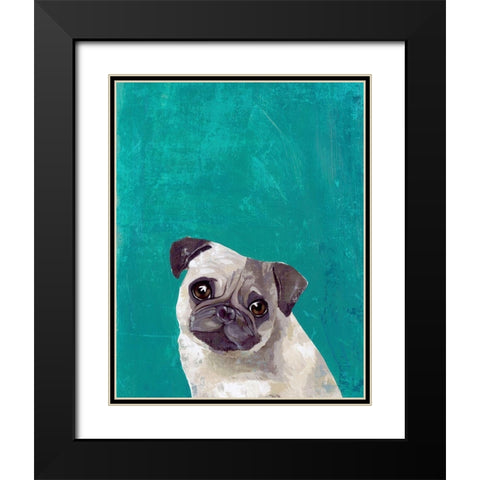 Pug Puppy  Black Modern Wood Framed Art Print with Double Matting by PI Studio