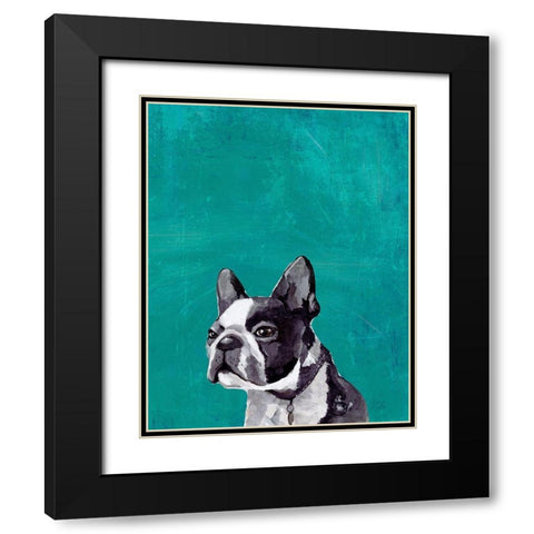 Frenchie Puppy  Black Modern Wood Framed Art Print with Double Matting by PI Studio