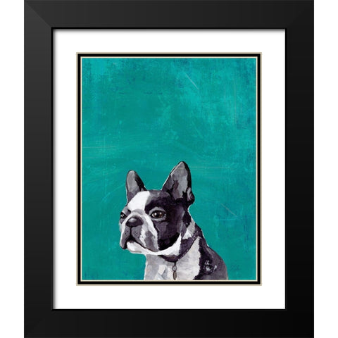 Frenchie Puppy  Black Modern Wood Framed Art Print with Double Matting by PI Studio