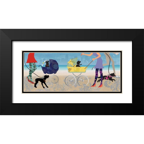 Stroller Dogs II - Mini Black Modern Wood Framed Art Print with Double Matting by Pearce, Allison