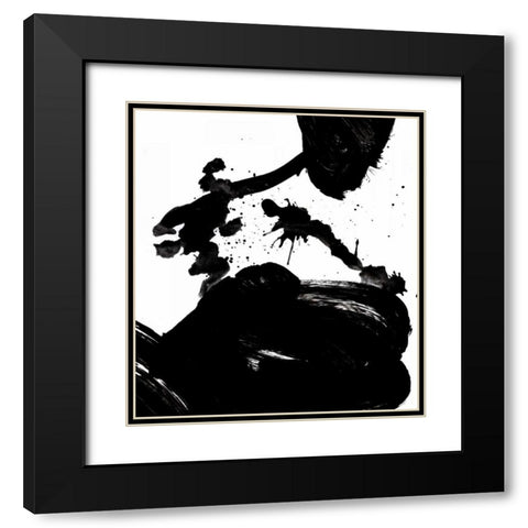 Ink Blot III Black Modern Wood Framed Art Print with Double Matting by PI Galerie
