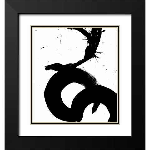 Ink Blot V Black Modern Wood Framed Art Print with Double Matting by PI Galerie