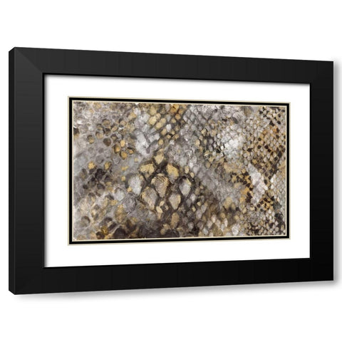 Snake Skin Black Modern Wood Framed Art Print with Double Matting by PI Galerie