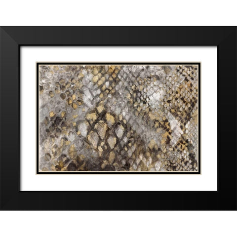 Snake Skin Black Modern Wood Framed Art Print with Double Matting by PI Galerie