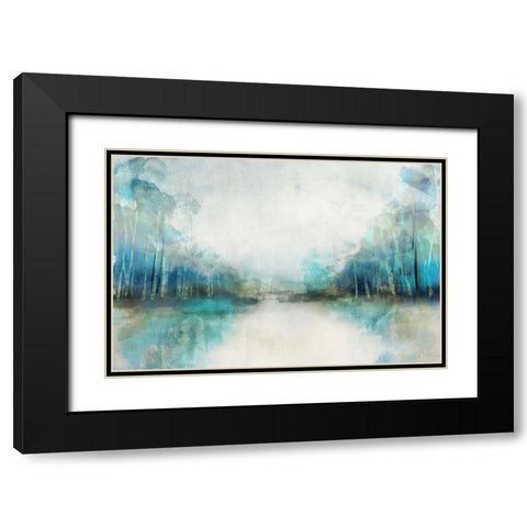 Subtle Horizon Black Modern Wood Framed Art Print with Double Matting by PI Galerie