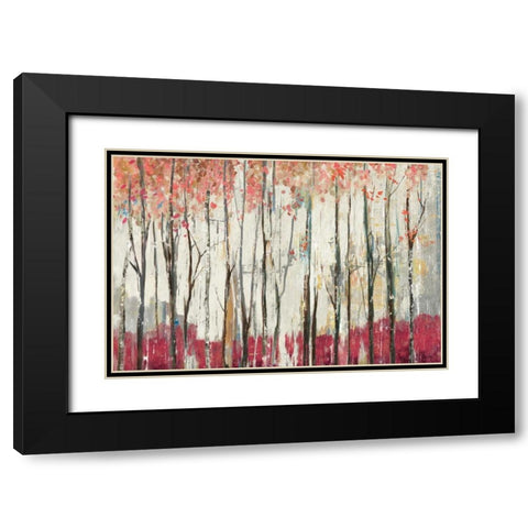 Pink Forest Black Modern Wood Framed Art Print with Double Matting by PI Galerie