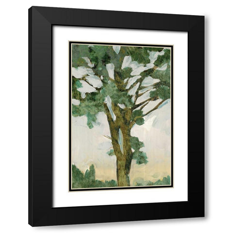 Green Tree Line I Black Modern Wood Framed Art Print with Double Matting by PI Galerie