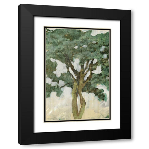 Green Tree Line III Black Modern Wood Framed Art Print with Double Matting by PI Galerie