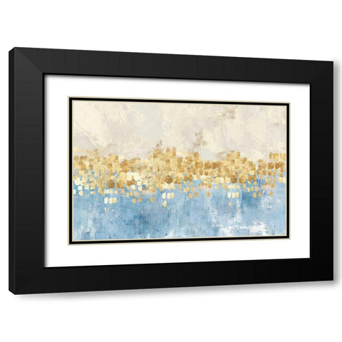 Dancing Stars Blue Version Black Modern Wood Framed Art Print with Double Matting by PI Studio