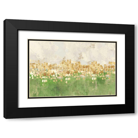 Dancing Stars Green Version Black Modern Wood Framed Art Print with Double Matting by PI Studio