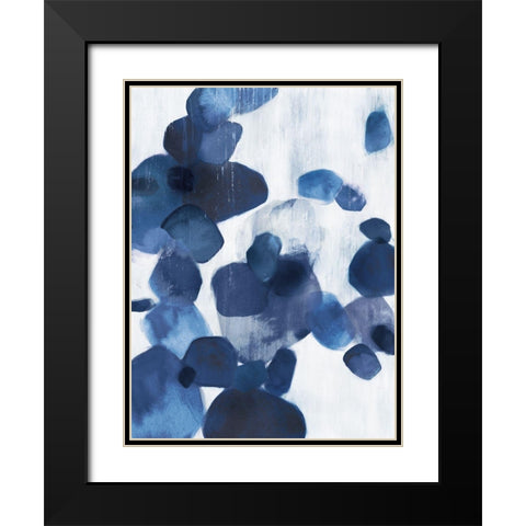 Shadow Pebbles I Indigo Version Black Modern Wood Framed Art Print with Double Matting by PI Studio