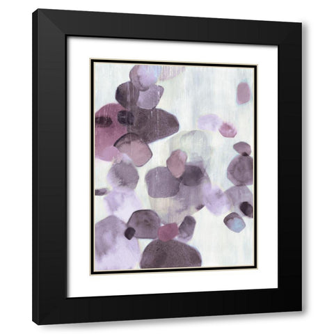 Shadow Pebbles I Lavender Version Black Modern Wood Framed Art Print with Double Matting by PI Studio