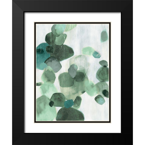 Shadow Pebbles I Mint Version Black Modern Wood Framed Art Print with Double Matting by PI Studio