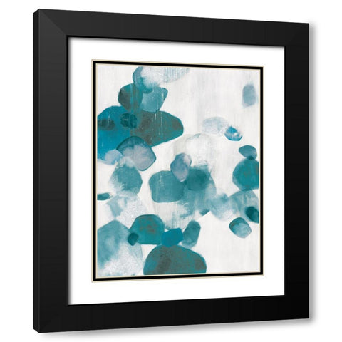 Shadow Pebbles I Teal Version Black Modern Wood Framed Art Print with Double Matting by PI Studio