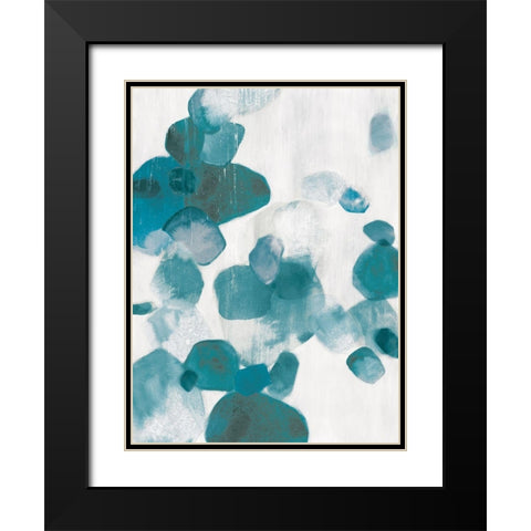 Shadow Pebbles I Teal Version Black Modern Wood Framed Art Print with Double Matting by PI Studio