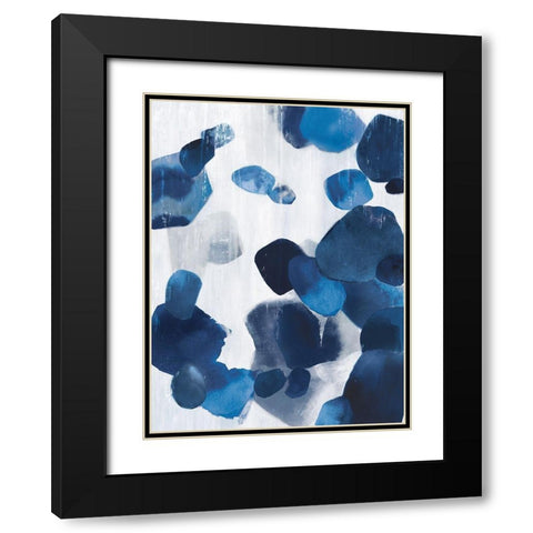 Shadow Pebbles II Indigo Version Black Modern Wood Framed Art Print with Double Matting by PI Studio