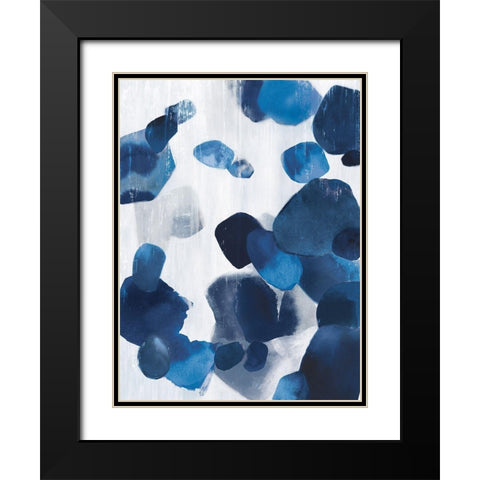 Shadow Pebbles II Indigo Version Black Modern Wood Framed Art Print with Double Matting by PI Studio