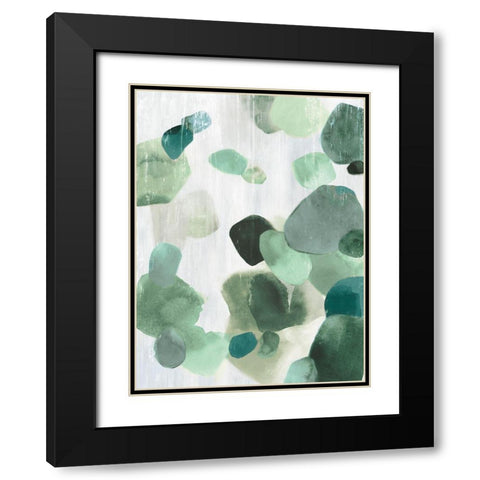 Shadow Pebbles II Mint Version Black Modern Wood Framed Art Print with Double Matting by PI Studio