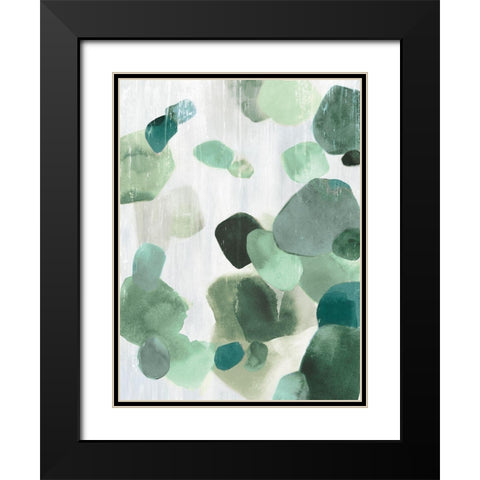 Shadow Pebbles II Mint Version Black Modern Wood Framed Art Print with Double Matting by PI Studio