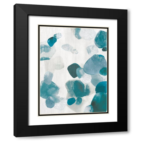 Shadow Pebbles II Teal Version Black Modern Wood Framed Art Print with Double Matting by PI Studio