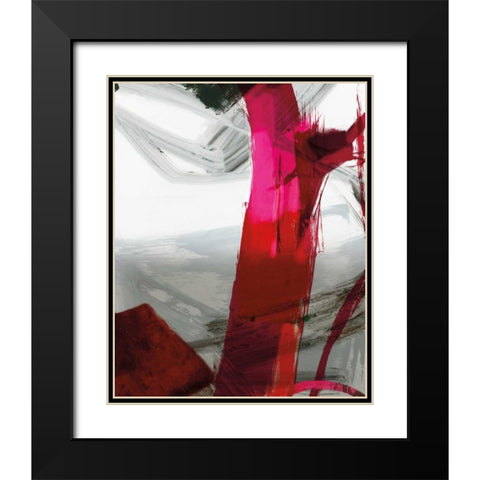 Fuschia I Black Modern Wood Framed Art Print with Double Matting by PI Galerie