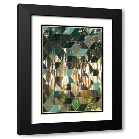 Kaleidescope Visions IV Black Modern Wood Framed Art Print with Double Matting by PI Galerie