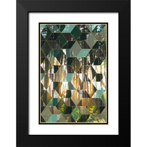 Kaleidescope Visions IV Black Modern Wood Framed Art Print with Double Matting by PI Galerie
