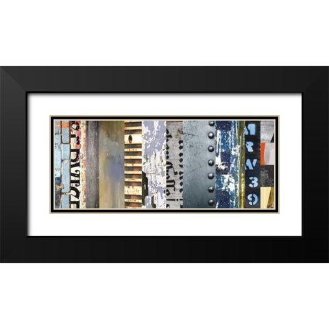 Striped Robotic I Black Modern Wood Framed Art Print with Double Matting by PI Galerie