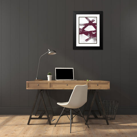 Gestures I Burgundy Version Black Modern Wood Framed Art Print with Double Matting by PI Studio