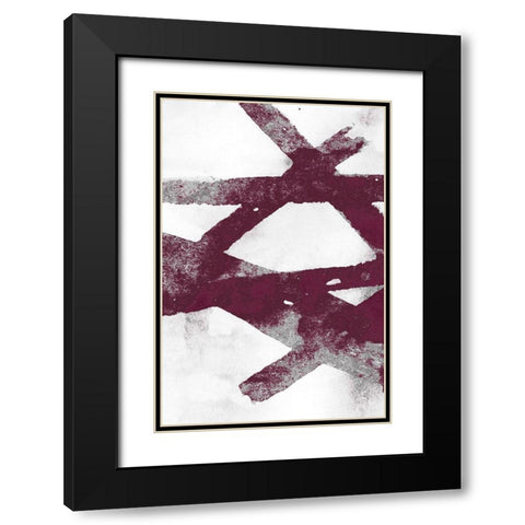 Gestures I Burgundy Version Black Modern Wood Framed Art Print with Double Matting by PI Studio