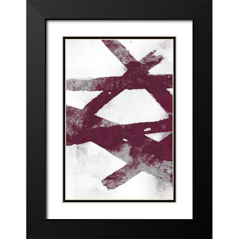 Gestures I Burgundy Version Black Modern Wood Framed Art Print with Double Matting by PI Studio