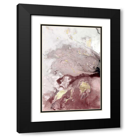 Ocean Splash I Burgundy Version Black Modern Wood Framed Art Print with Double Matting by PI Studio